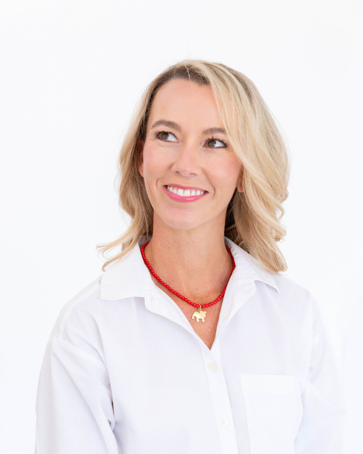 Alys Bulldog Red Coral Necklace