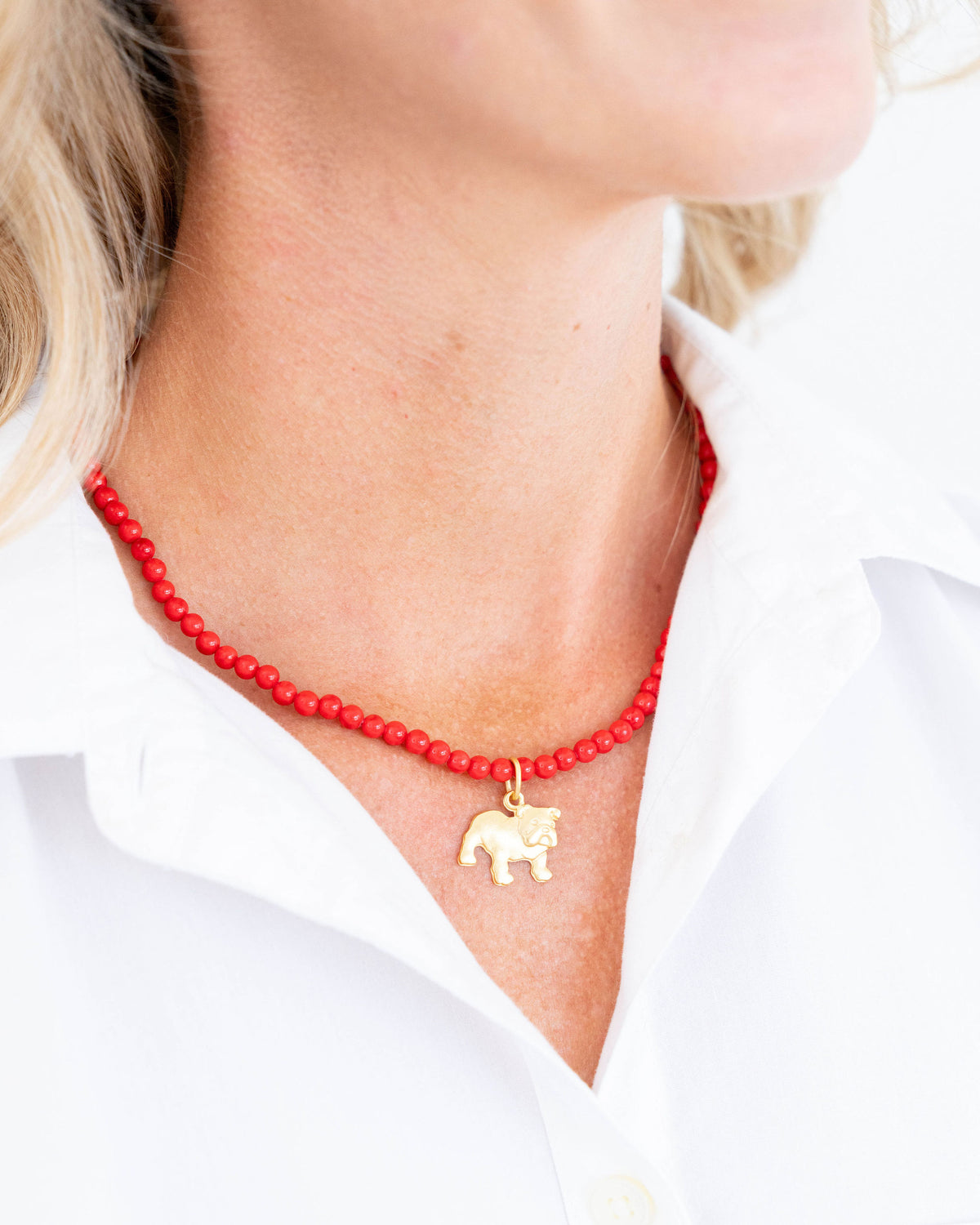 Alys Bulldog Red Coral Necklace