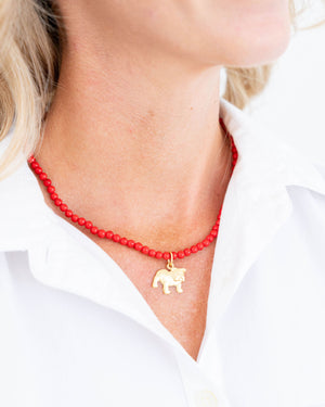 Alys Bulldog Red Coral Necklace