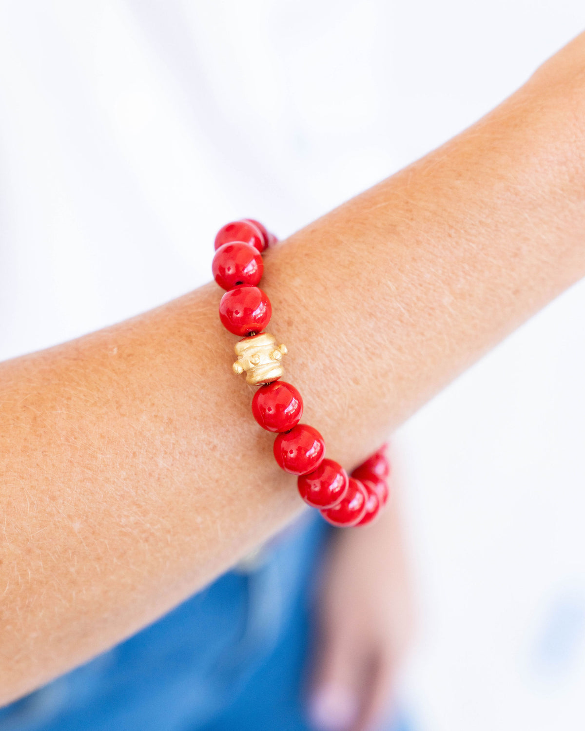 Bulldog + Red Coral Bracelet