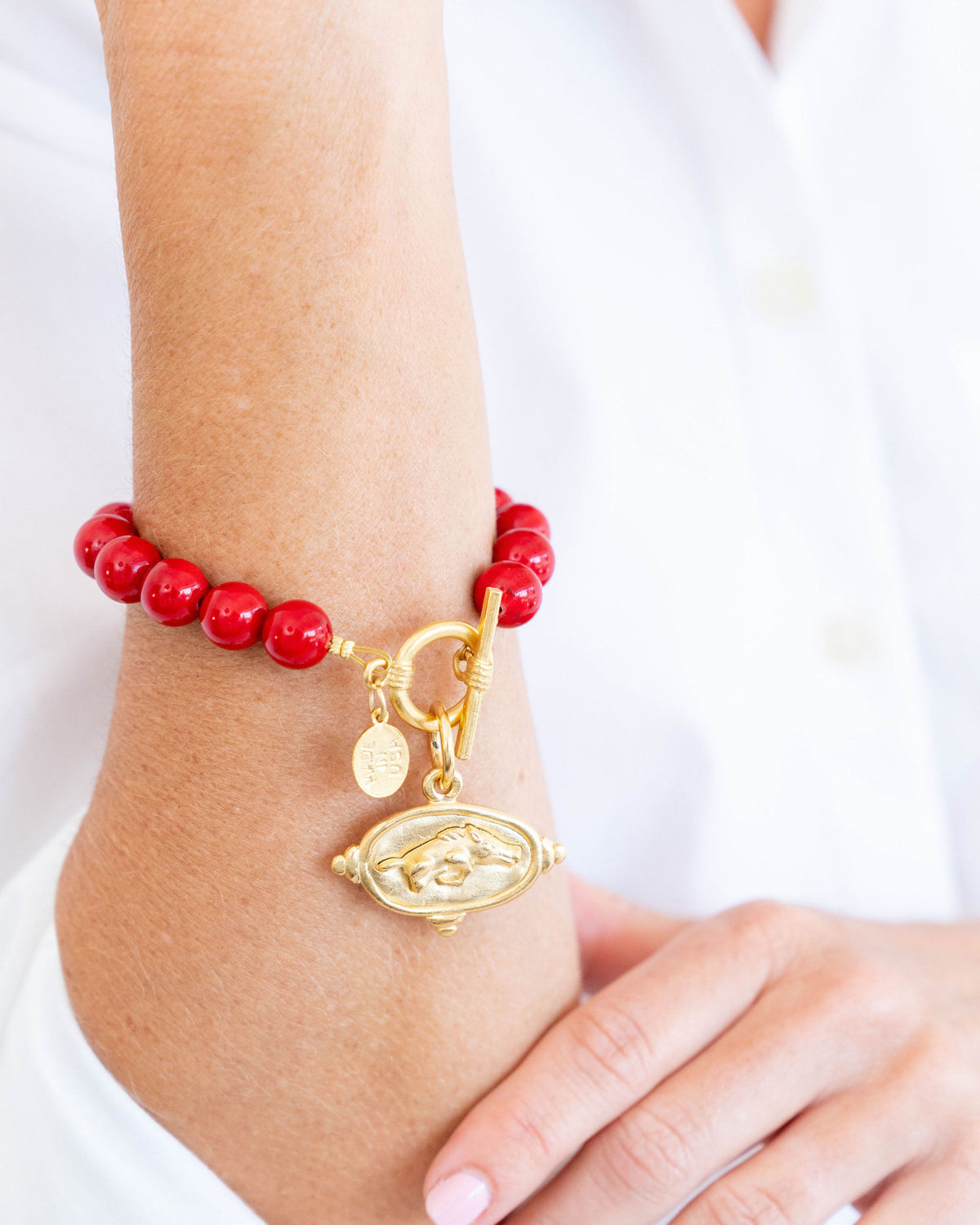Wild Boar Red Coral Bracelet