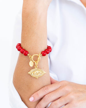 Wild Boar Red Coral Bracelet