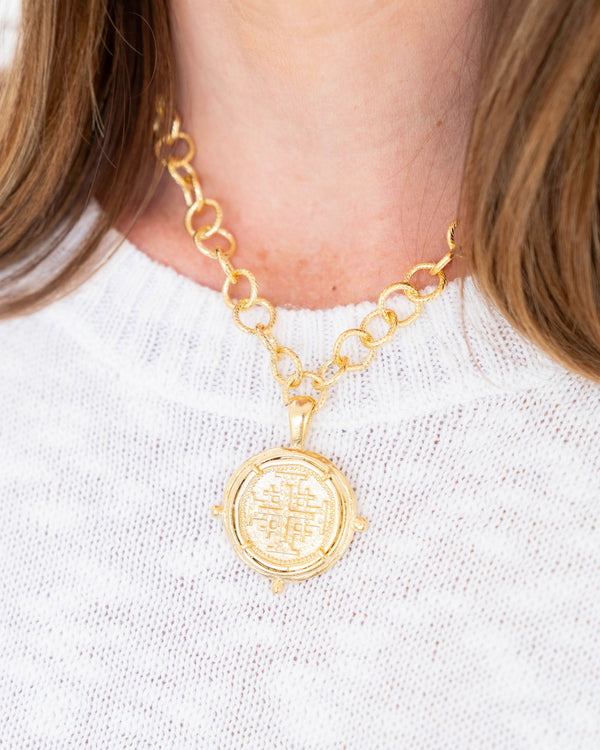 Jerusalem Cross Medallion Necklace - Susan Shaw
