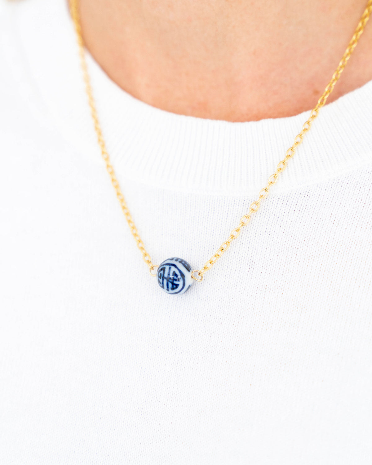 Blue & White Allie Bead Necklace