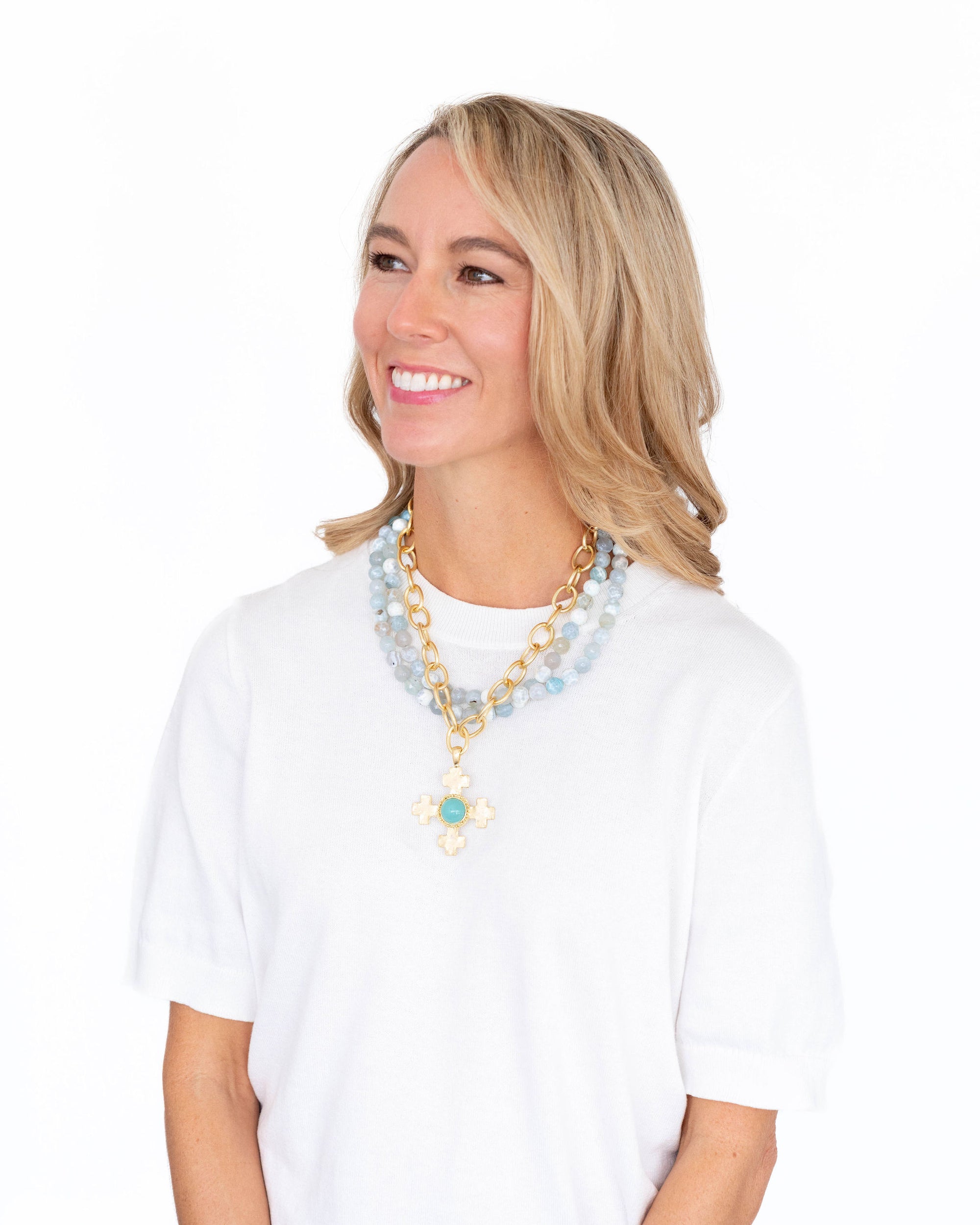 Quad Cross Multi-Strand Agate Necklace