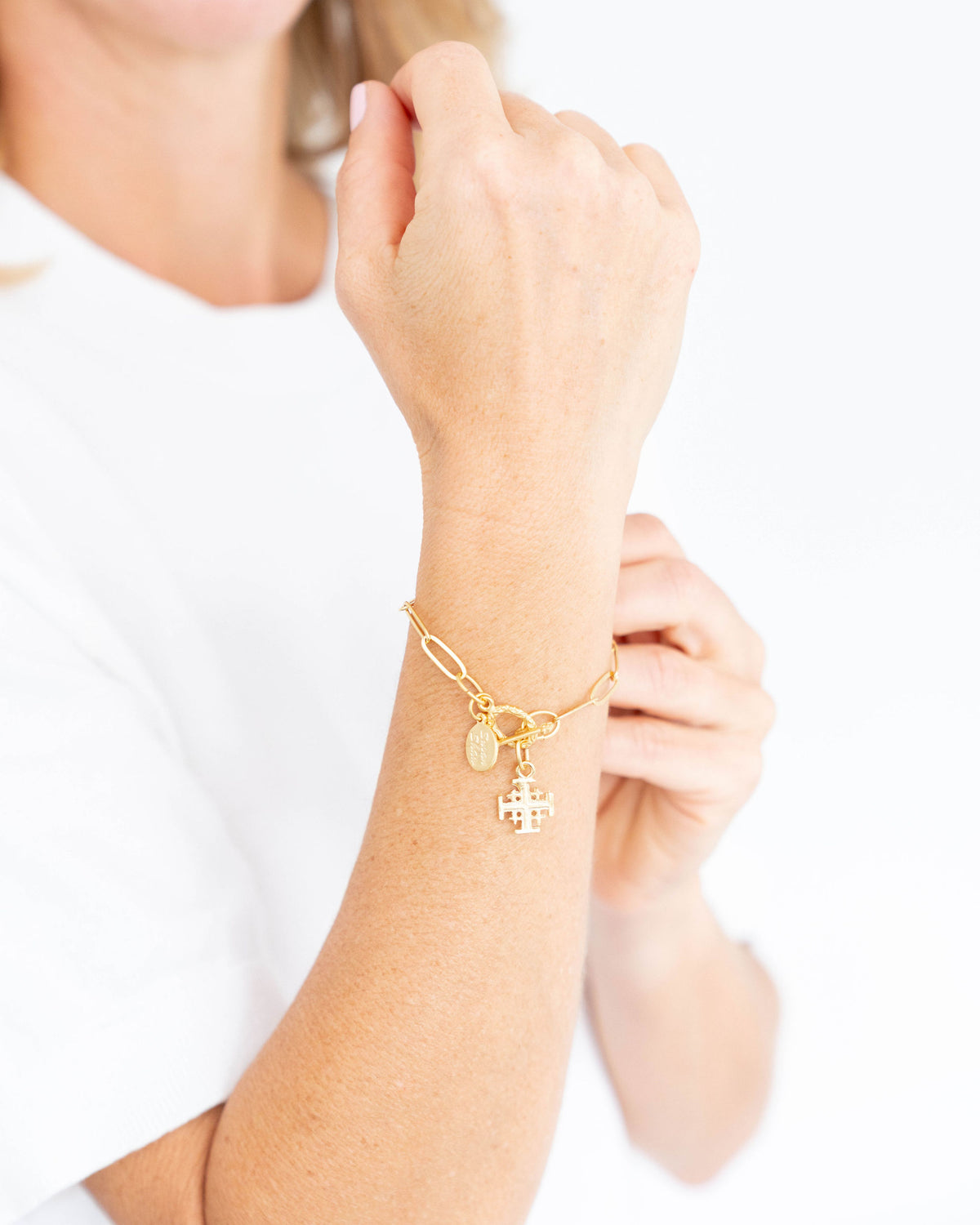 Jerusalem Cross Paperclip Bracelet