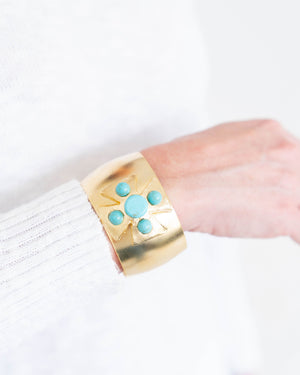 Gold + Turquoise Maltese Cross Cuff