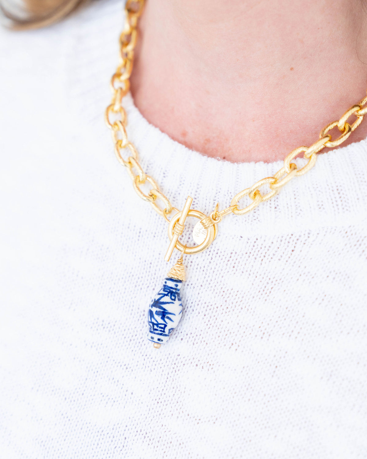 Blue & White Ginger Jar Toggle Necklace