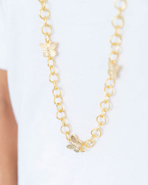 Long Linked Butterfly Chain Necklace