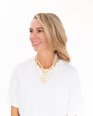 Quad Cross Multi-Strand Pearl Necklace