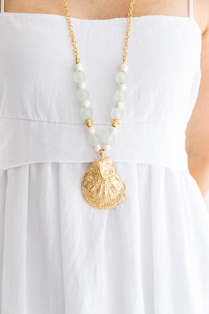 Long Oyster and Pearl Necklace