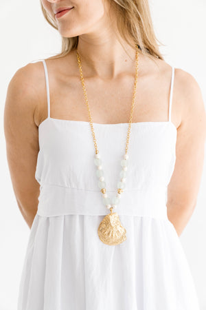 Long Oyster and Pearl Necklace