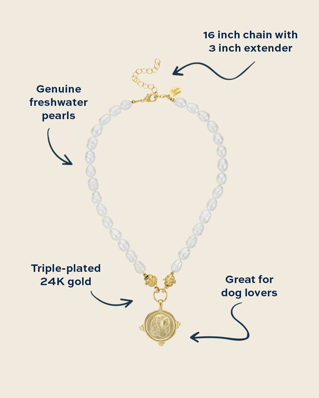 Spaniel Pearl Necklace