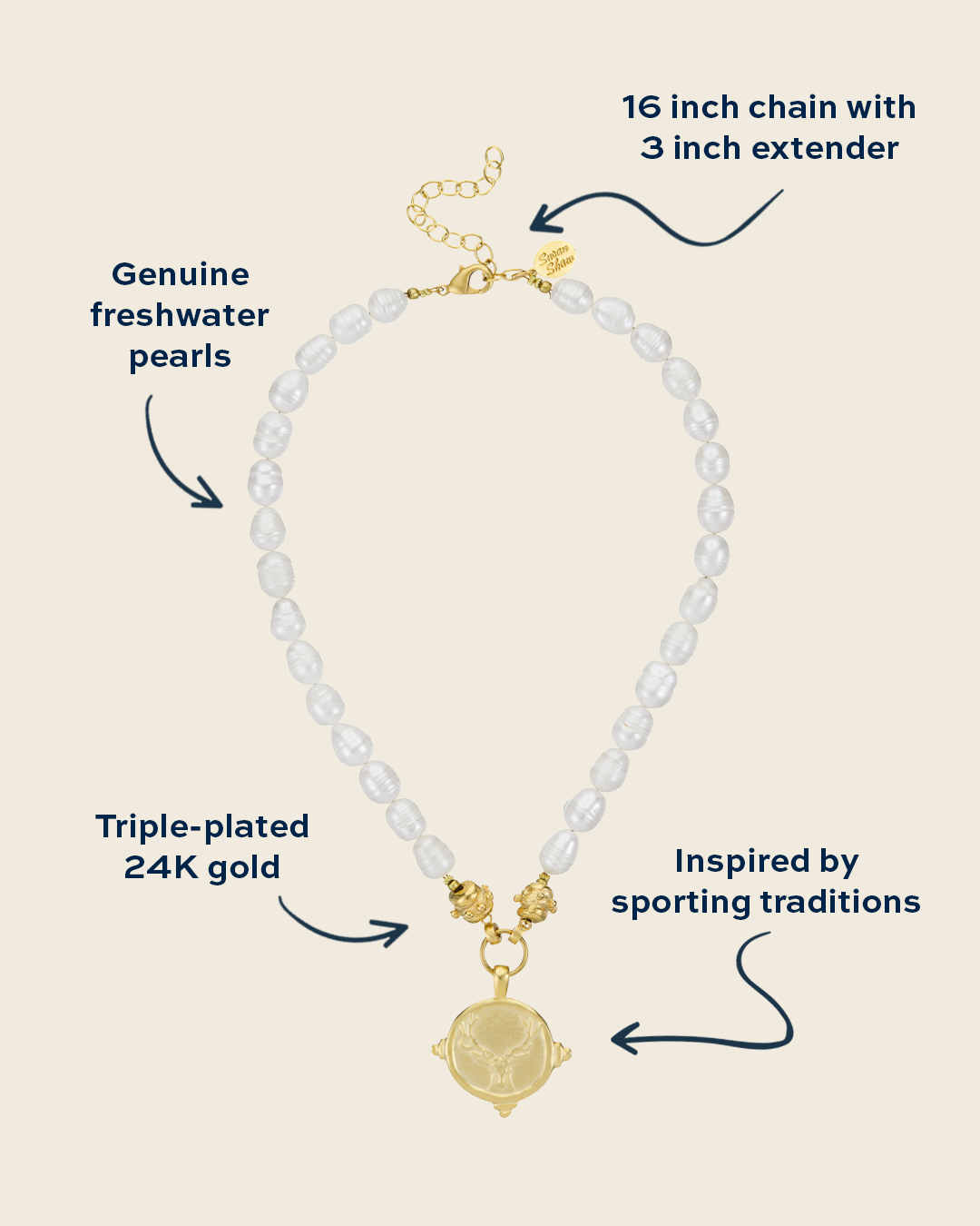 Stag Pearl Necklace