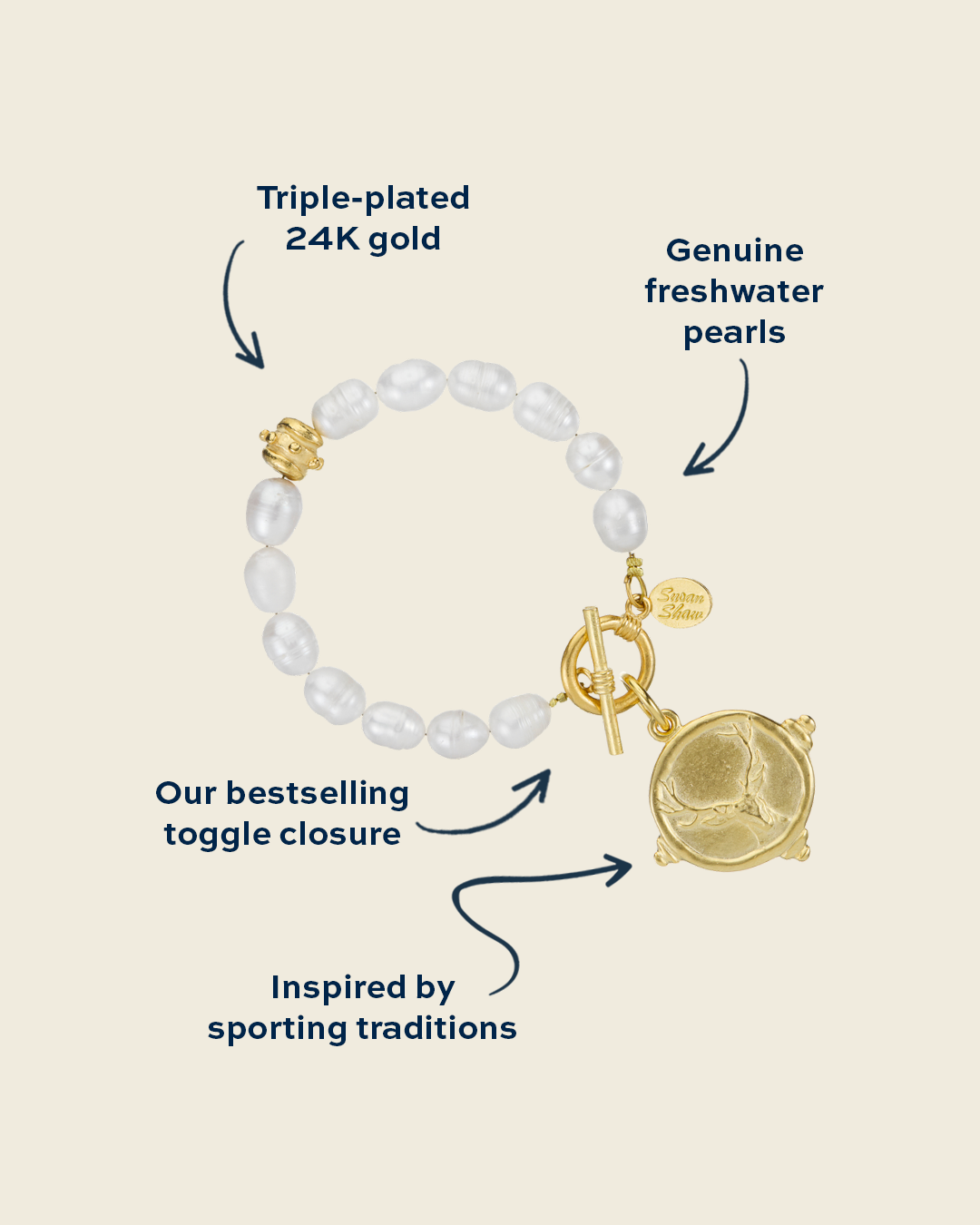 Stag Pearl Toggle Bracelet