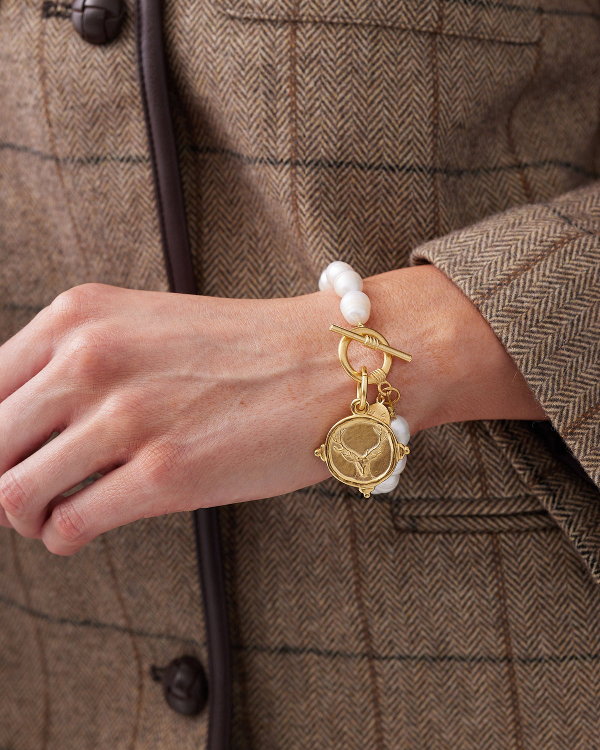 Stag Pearl Toggle Bracelet