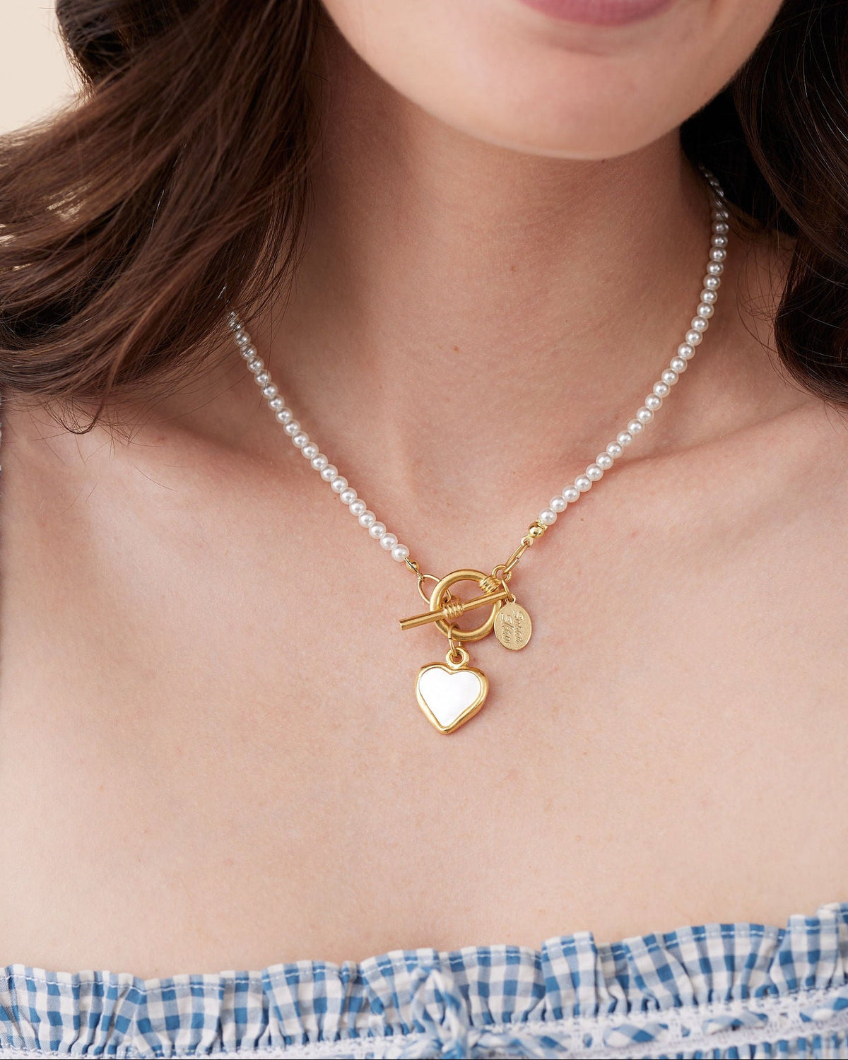 Small Mother of Pearl Heart Katie Necklace