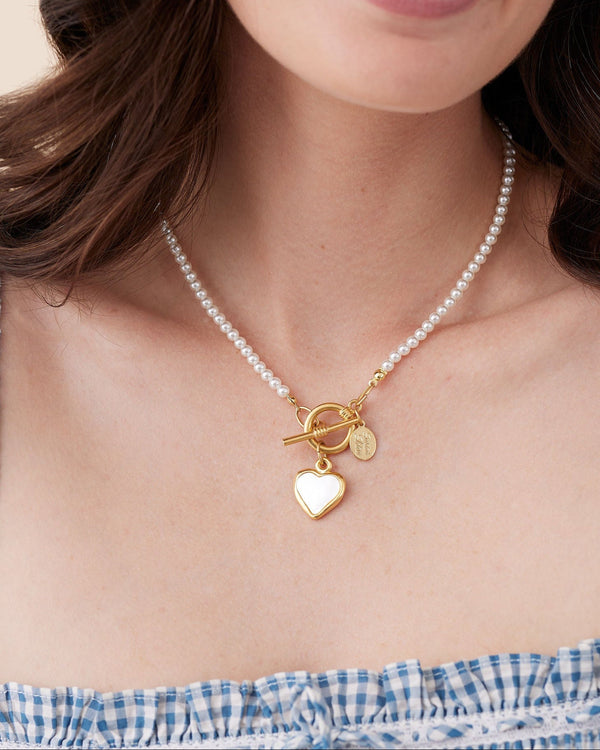 Small Mother of Pearl Heart Katie Necklace