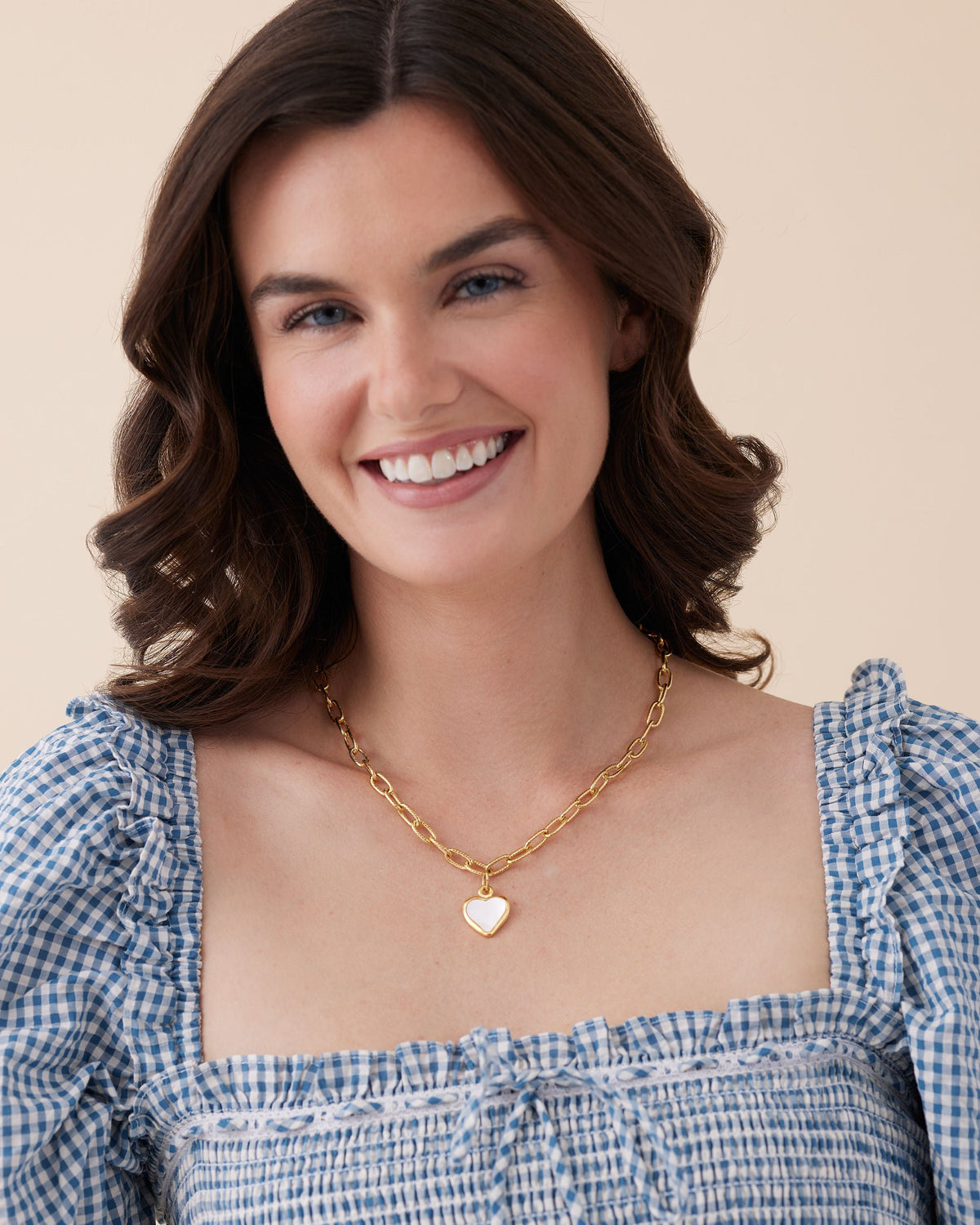 Small Mother of Pearl Heart Jane Necklace
