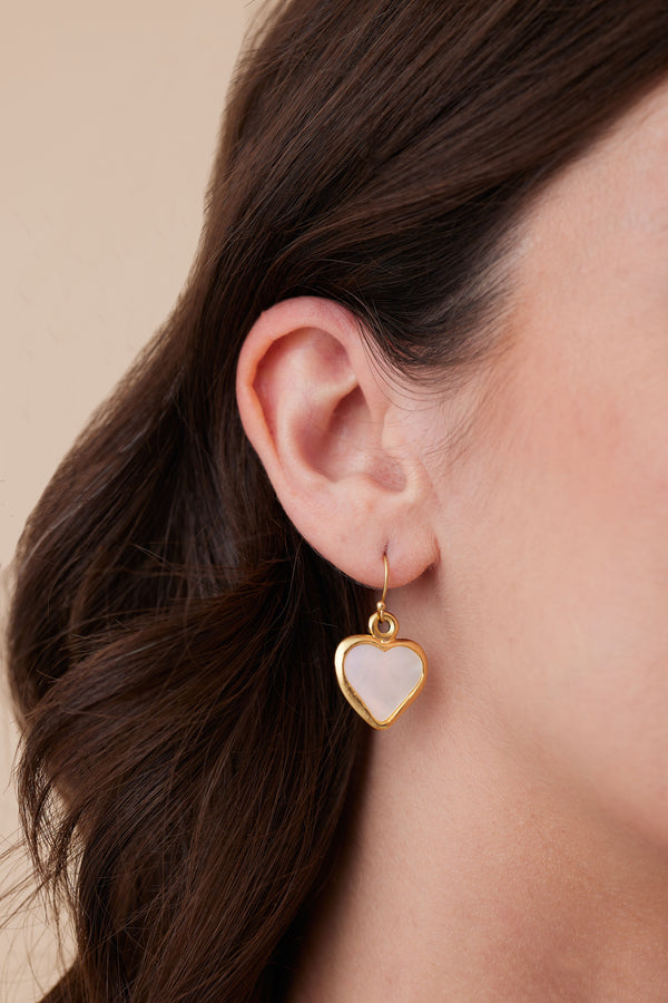 Small Mother of Pearl Heart Earrings