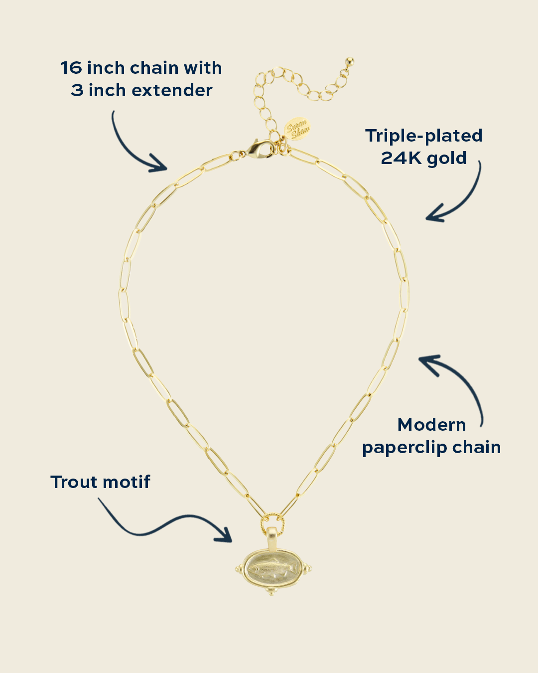 Trout Paperclip Necklace
