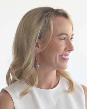 Grey Baroque Pearl Threader Earrings