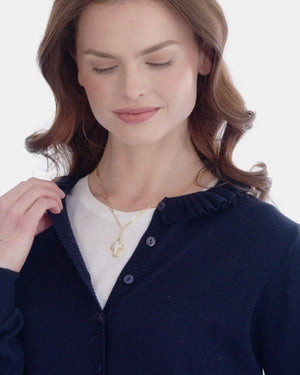 Small Mother of Pearl Cross Paperclip Necklace