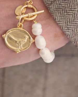 Pheasant Pearl Toggle Bracelet