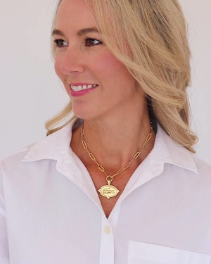 Alligator Intaglio Paperclip Necklace
