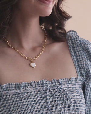 Small Mother of Pearl Heart Jane Necklace