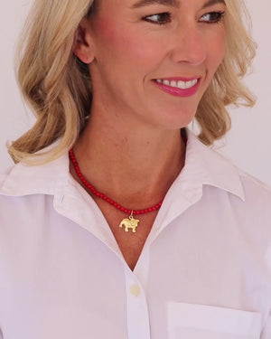 Alys Bulldog Red Coral Necklace