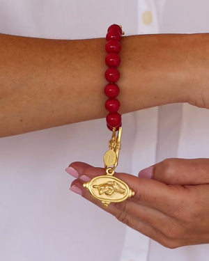 Wild Boar Red Coral Bracelet
