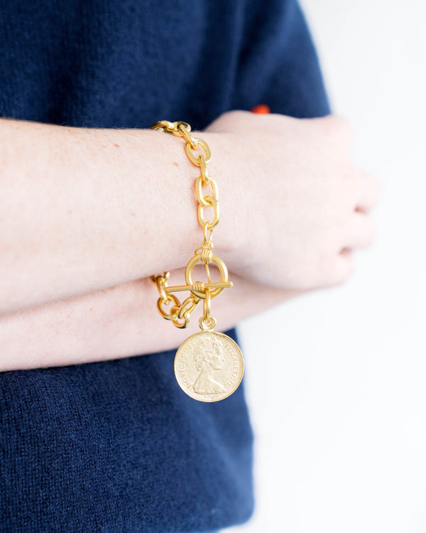 Queen Elizabeth II Coin Chain Bracelet - Susan Shaw