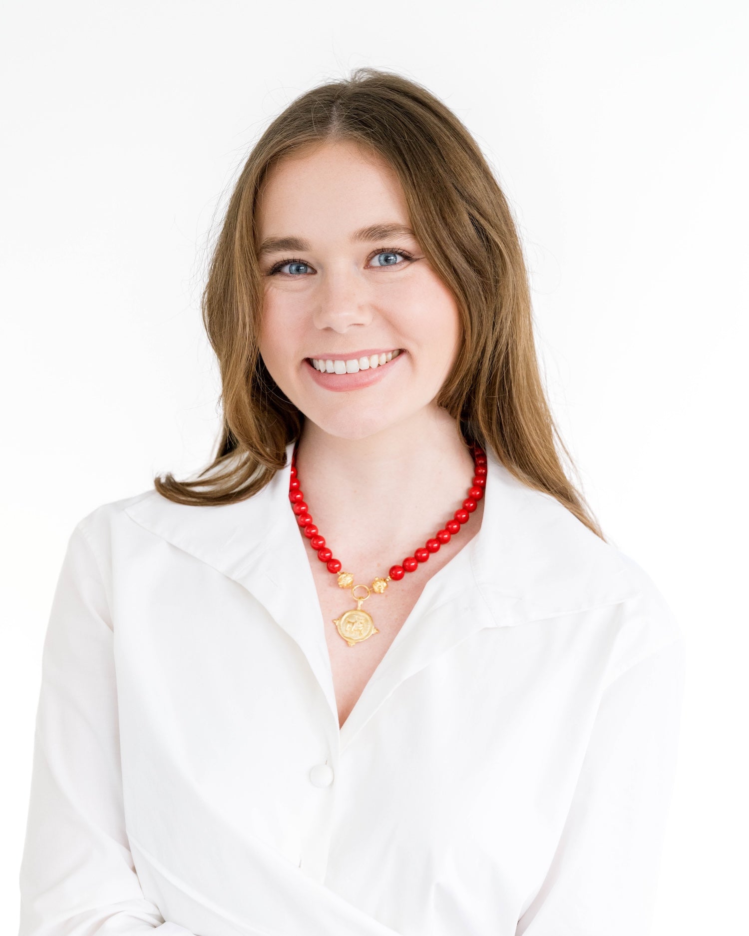 Bulldog + Red Coral Necklace