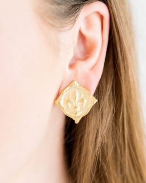 Fleur De Lis Intaglio Studs