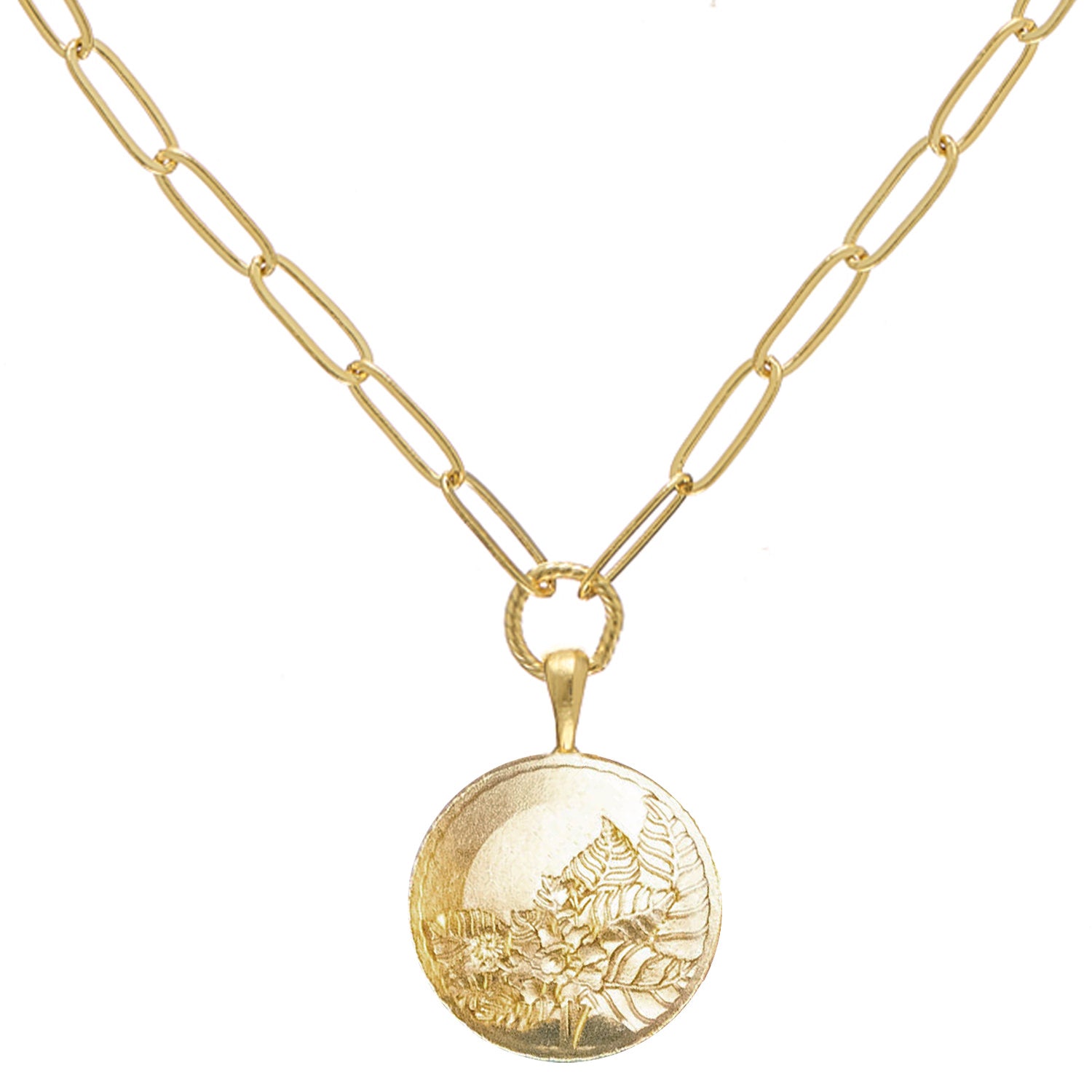 gold tobacco leaf Tobacco Leaf Paperclip Necklace