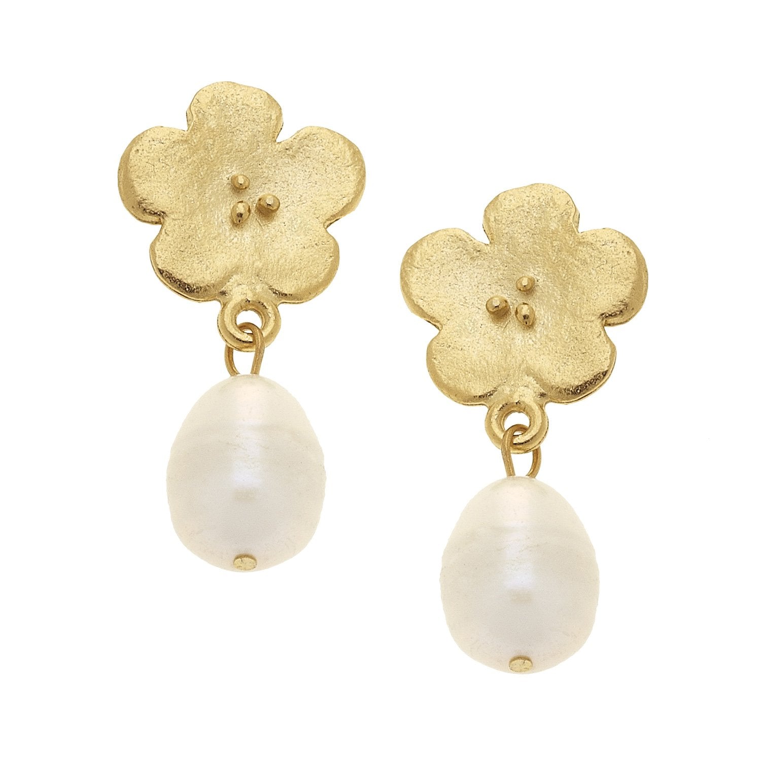Susan Shaw Flower with Cultured Pearl Earring