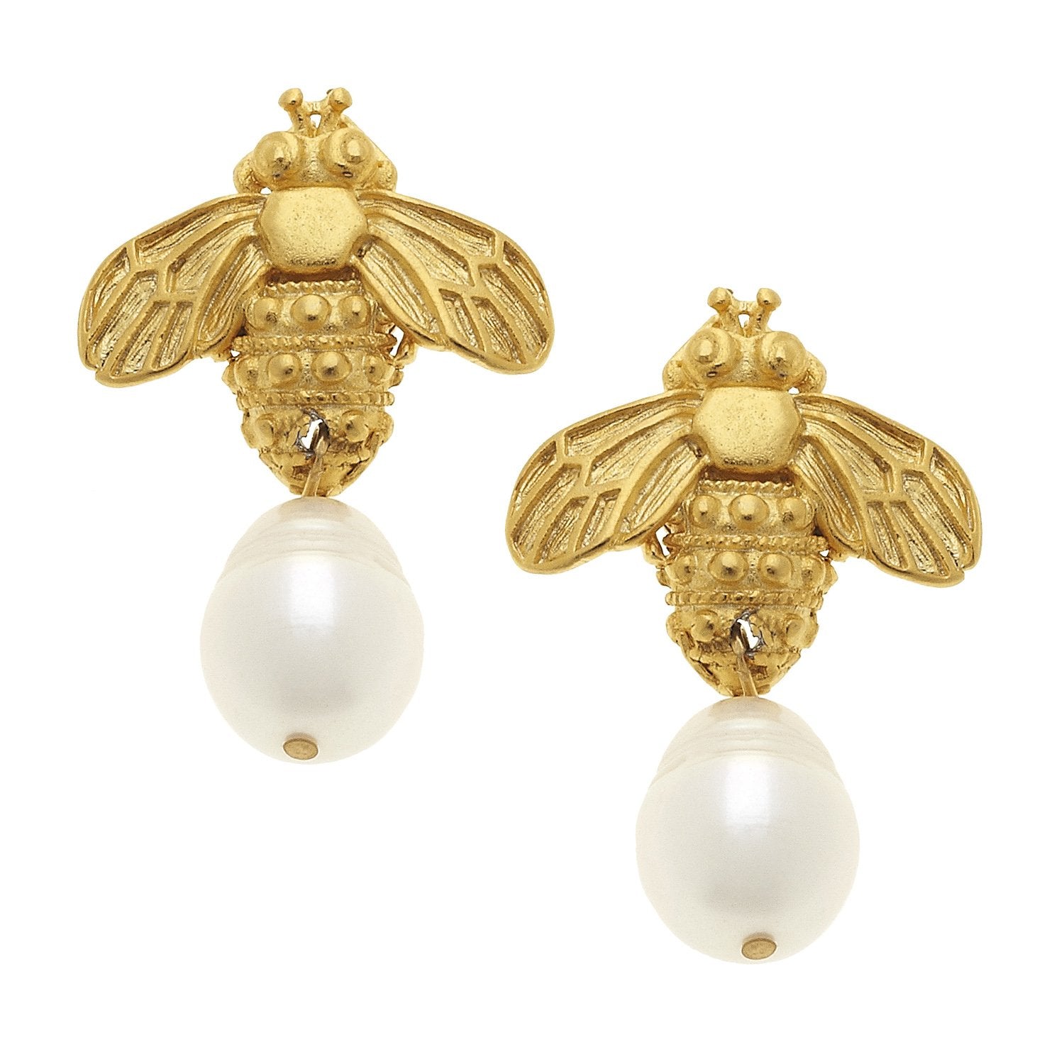 Susan Shaw Gold Bee with Pearl Studs