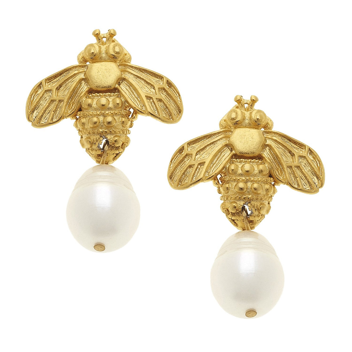 Susan Shaw Gold Bee with Pearl Studs