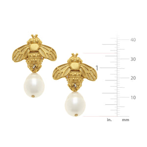 Bee + Pearl Drop Earrings