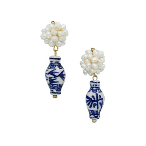 Blue & White Pearl Cluster Drops