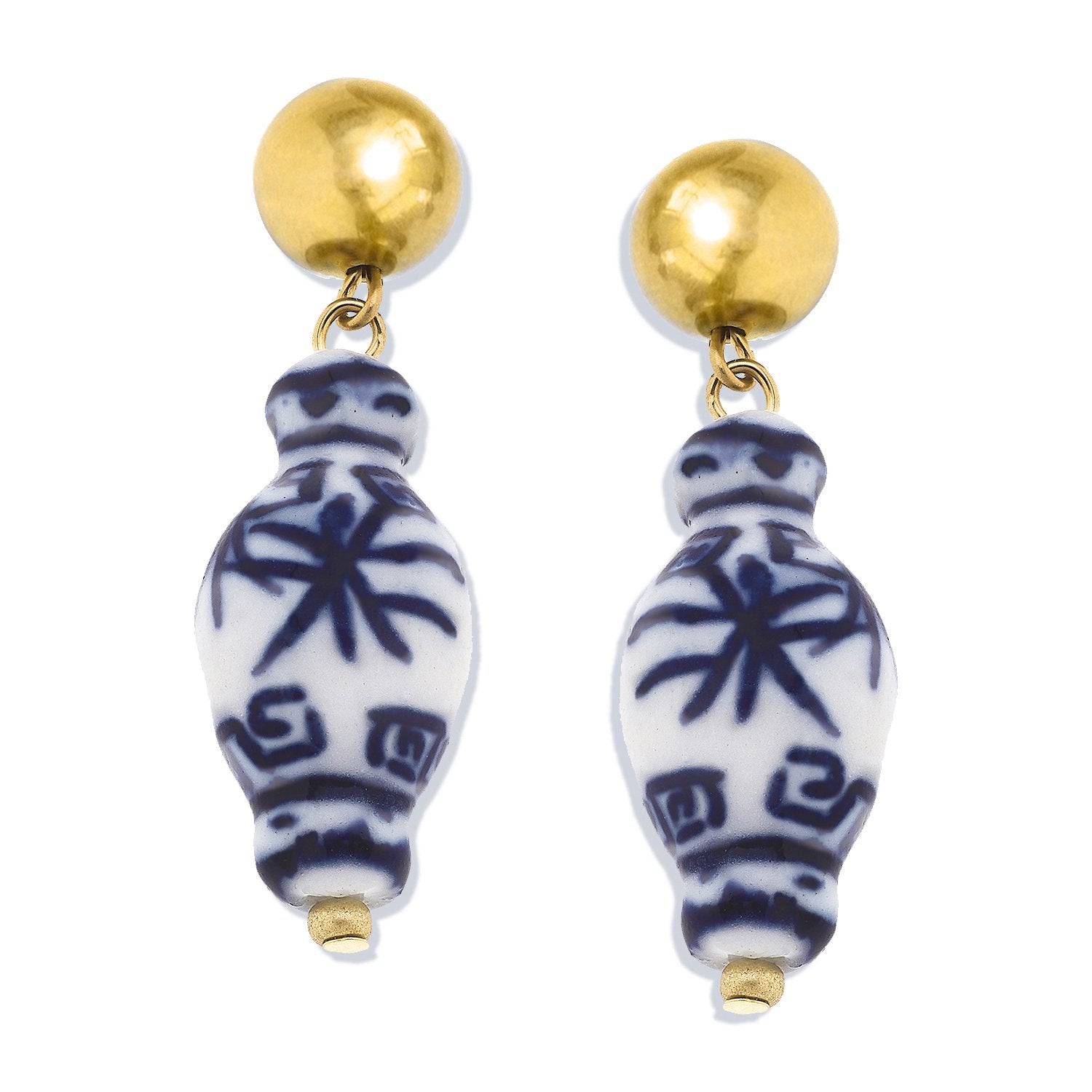 Blue & White Ginger Jar Drop Earrings