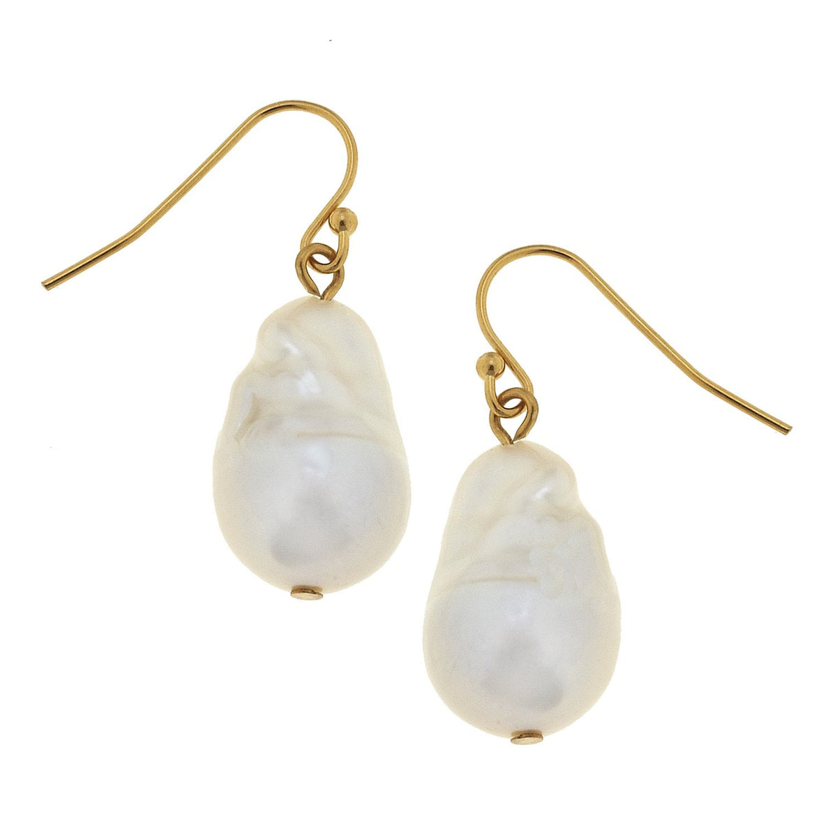 Susan Shaw Gold Cab w/ Baroque Pearl Earrings