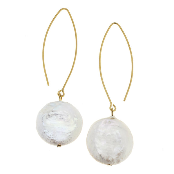 Coin Pearl Threader Earrings