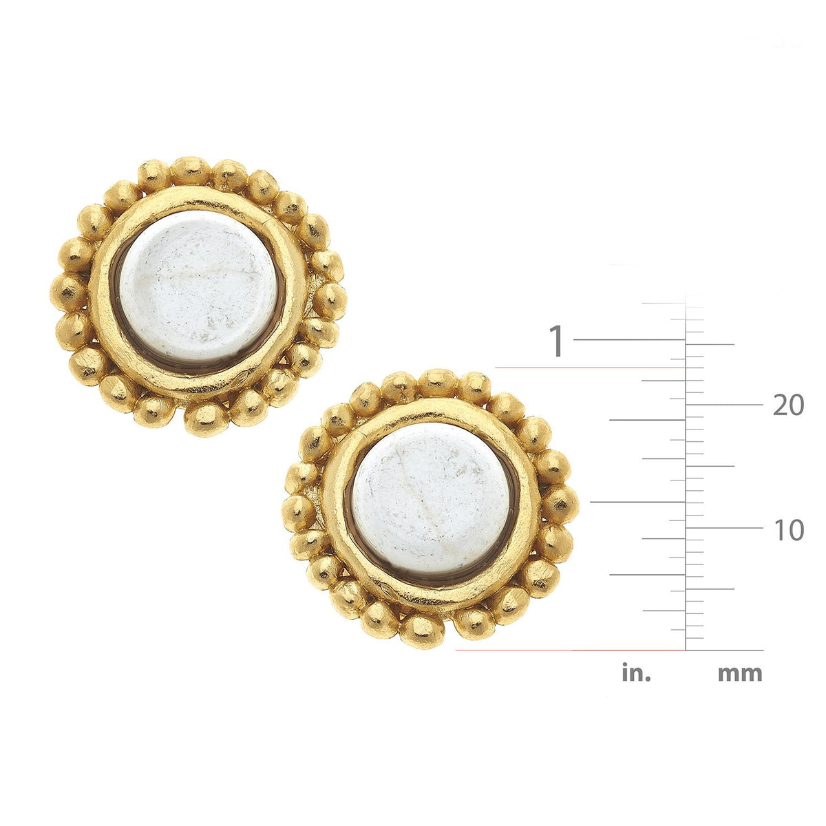 Dotted White Turquoise Studs