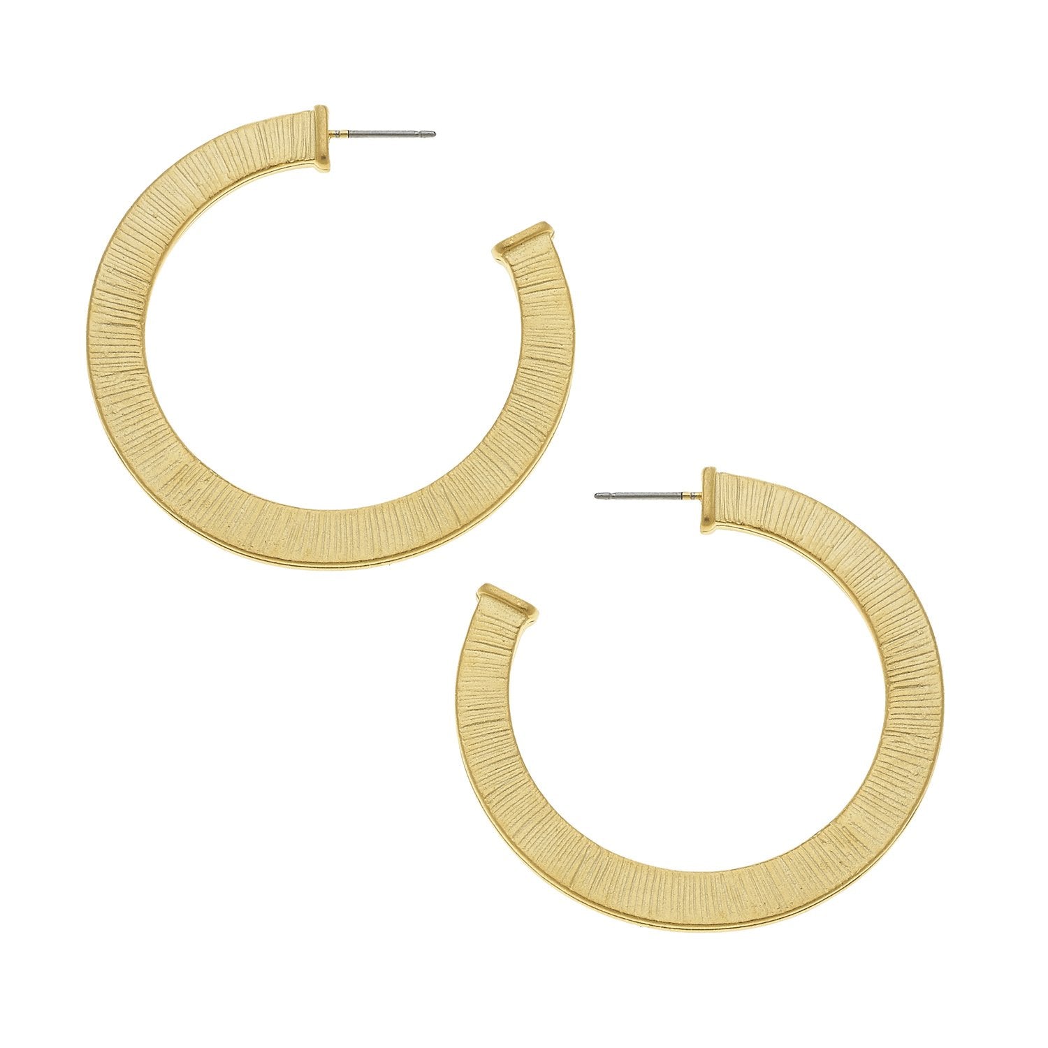 Susan Shaw Gold Textured Hoop Earrings