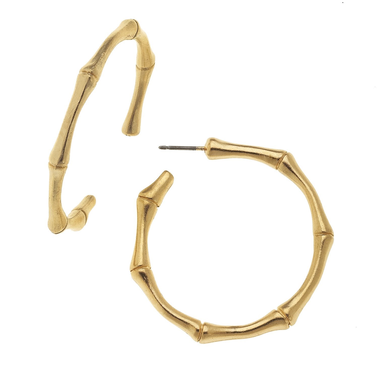 24K Gold Bamboo Hoop Earrings - Susan Shaw