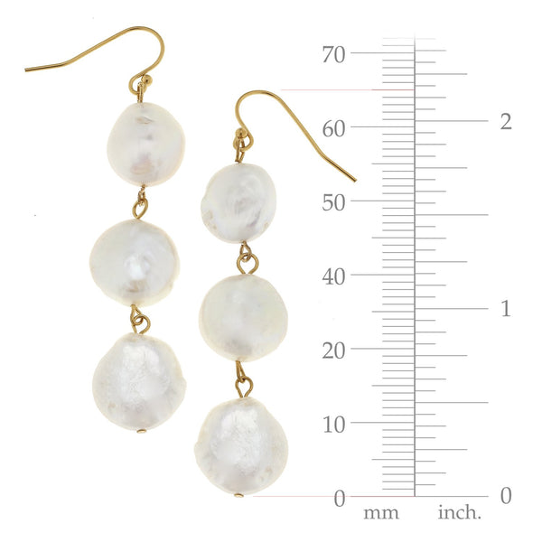 Triple Tier Pearl Drop Earrings
