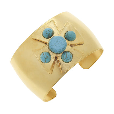 Gold + Turquoise Maltese Cross Cuff