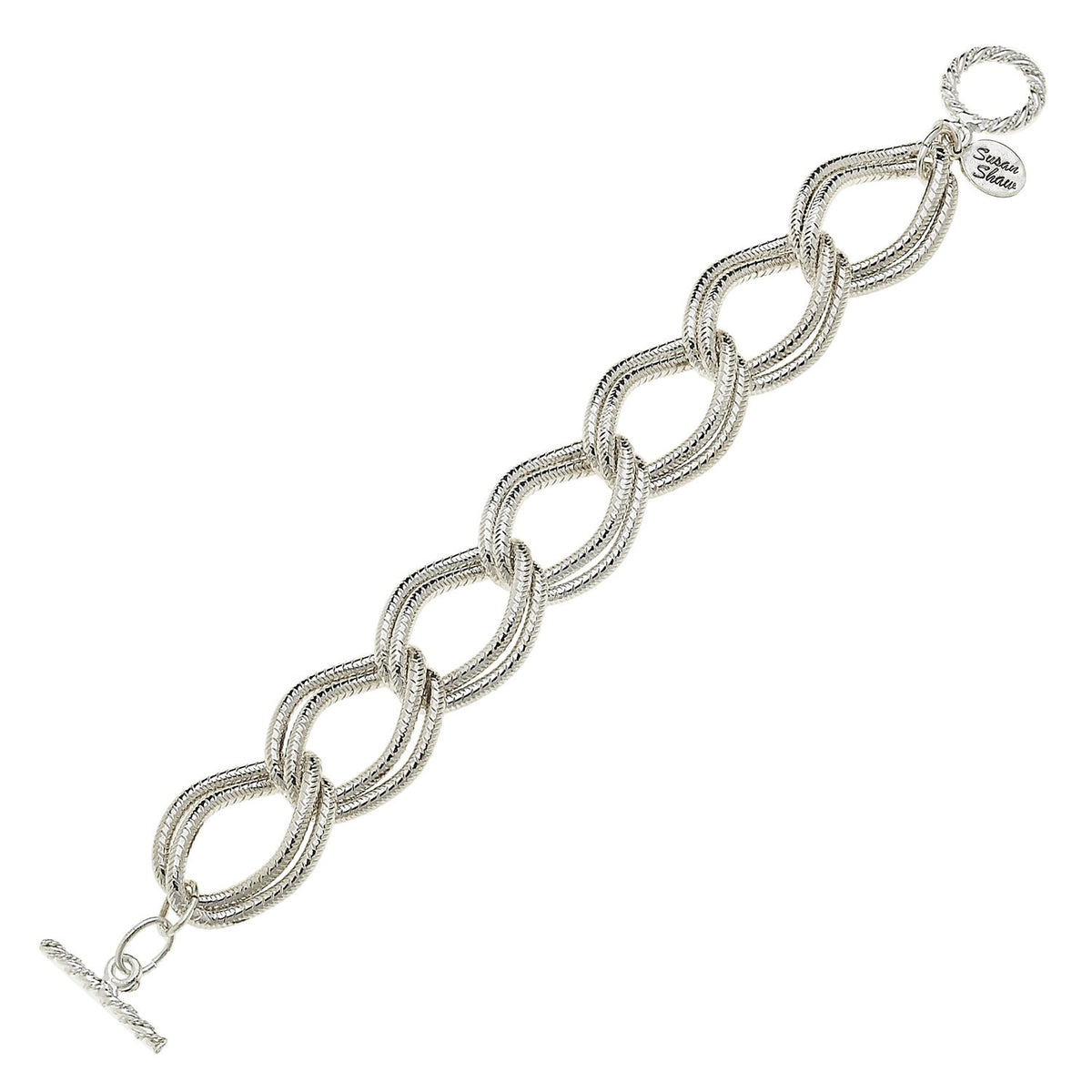 Susan Shaw Textured Double Link Chain Bracelet